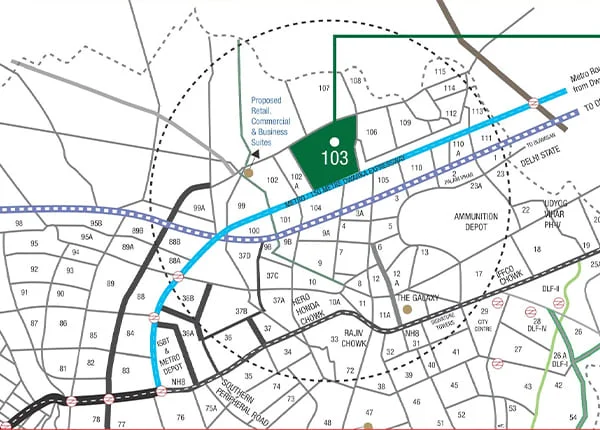 AIPL Lake City at Sector 103,
 Location Map plan