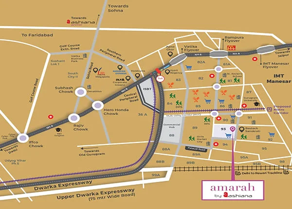 Ashiana Amarah at Sector 93,
 Location Map plan