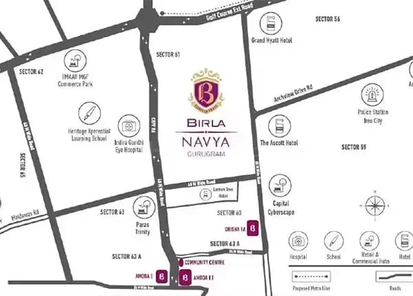 Birla Navya at Sector 63A, Location Map plan