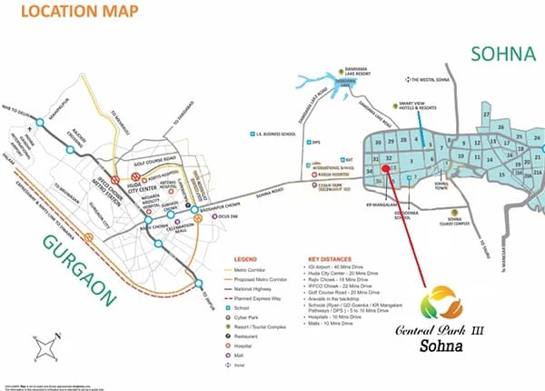 Central Park Flower Valley at Sector 33,
 Location Map plan
