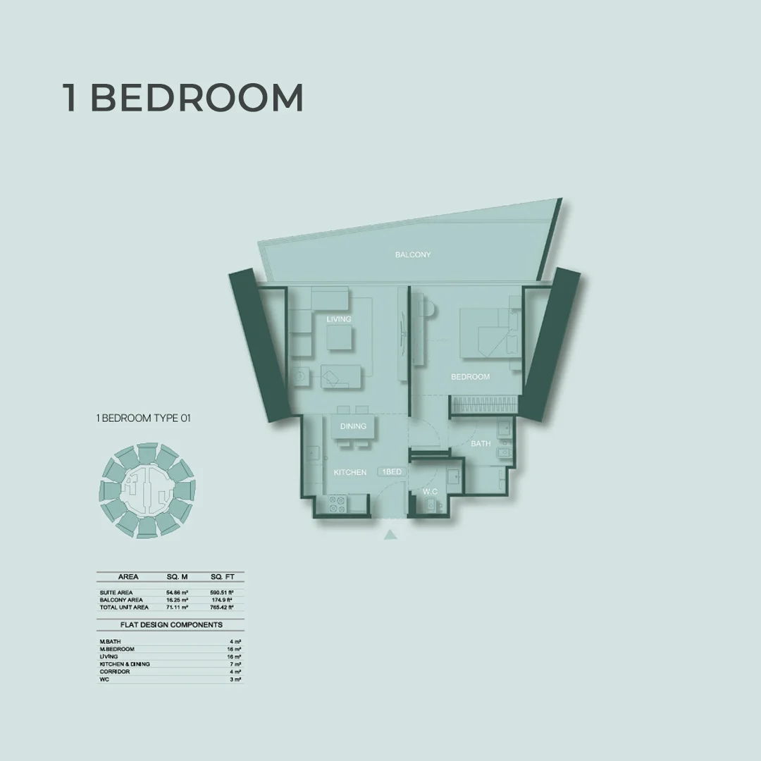 1 Bedroom Floor Plan Binghatti Circle Dubai