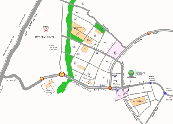 DLF Corporate Greens new launch Sector 74A gurgaon Location