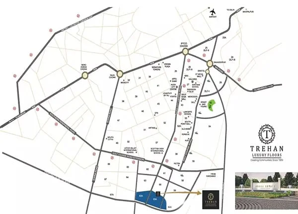 Trehan Luxury Floors at Sector 63a,
 Location Map plan