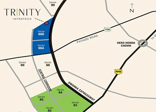 Trinity Sky Palazzos at Sector 88b,
 Location Map plan