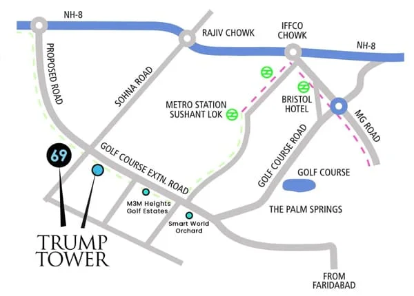 Trump Tower 2 at Sector 69 Location Map plan