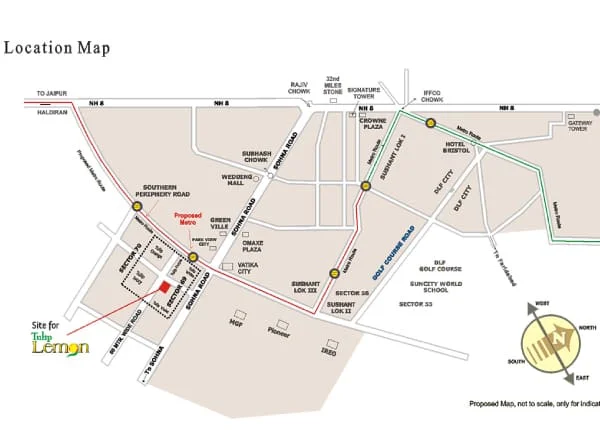 Tulip Lemon at Sector 69, Gurgaon
 Location Map plan