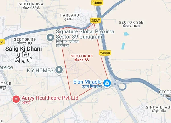 Vision City at Sector 88 Location Map plan
